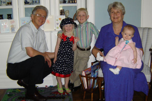 Grandma and Opa with all the 'Rose' Grandkids